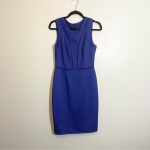 Vince Camuto Womens Stretch Round Neck Sleeveless Sheath Dress Blue Size 8
